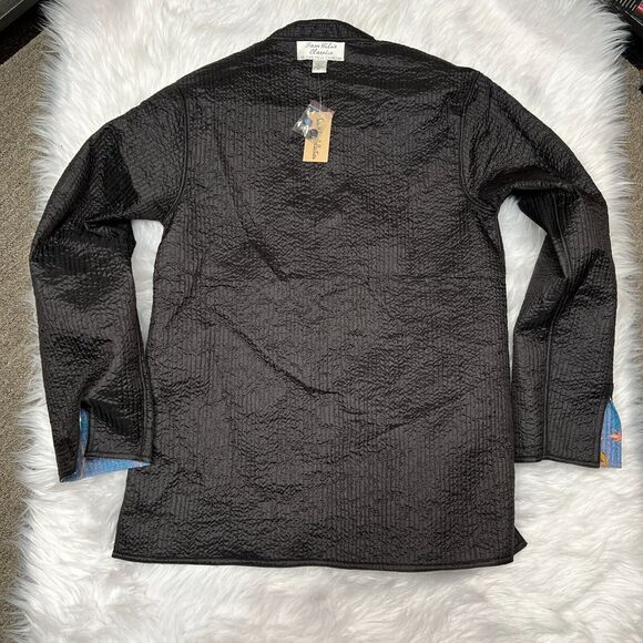 SAM HILU'S CLASSICS REVERSIBLE QUILTED JACKET FLORAL BLUE / BLACK EMBROIDERED - Picture 8 of 8